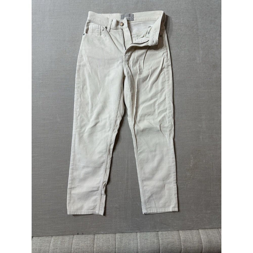 Everlane The Corduroy Straight Leg Crop Pants Bone White Size 24 High Rise Ankle - Picture 1 of 8